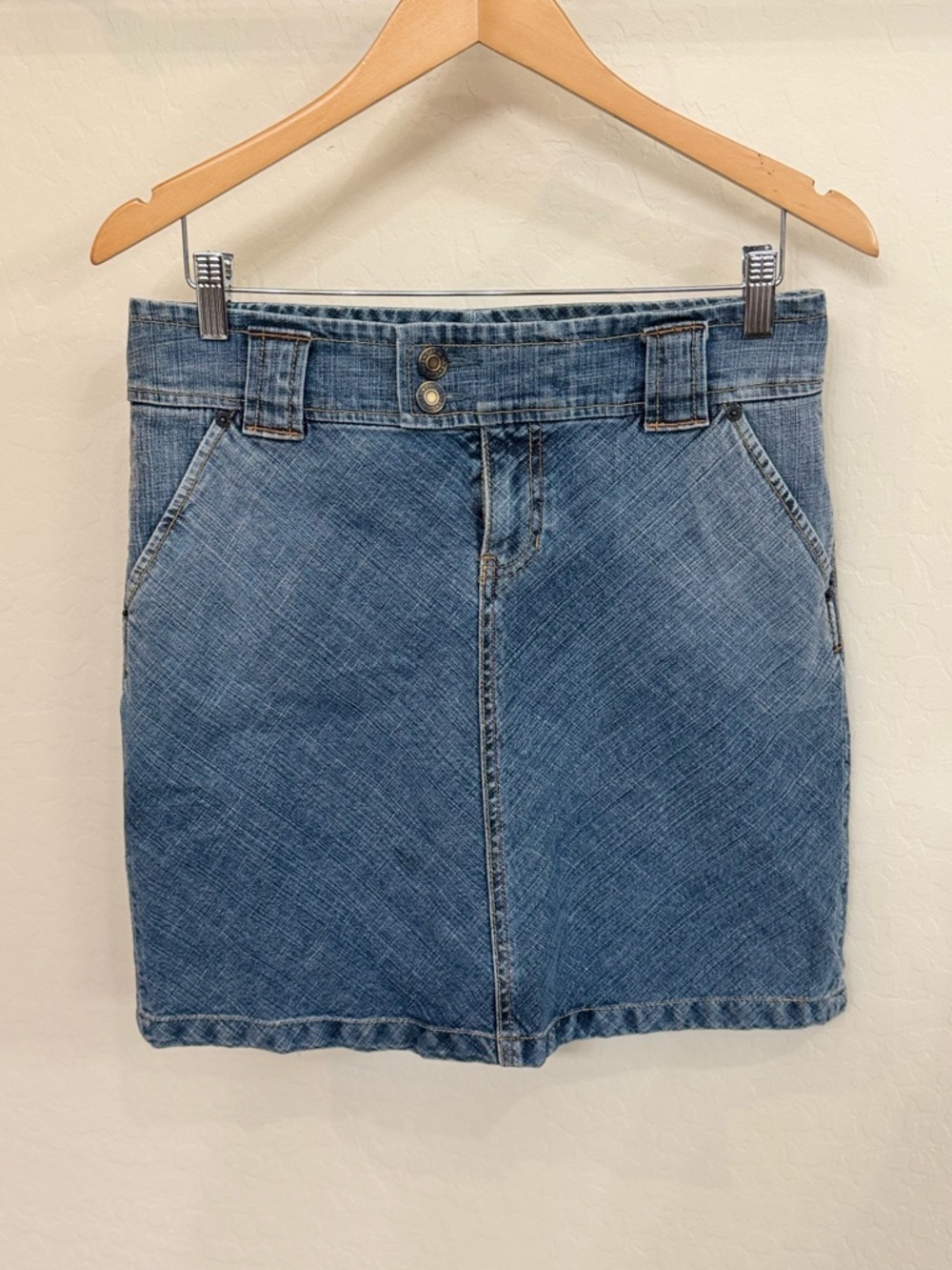 Vintage GAP Denim Jean Mini Skirt - Y2K Retro Double Button Low/Mid Rise Size 4